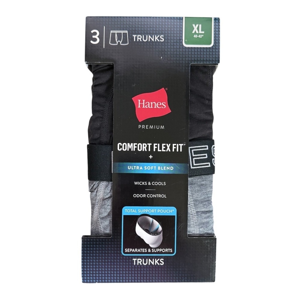 Hanes Mens XL Premium Comfort Flex Fit Trunks 3 Pack 40-42 Ultra Soft New